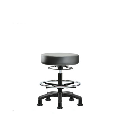 Adjustable Height Ergonomic Lab Stool with Footring Pedestal Base