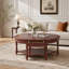 Table basse ovale vintage avec tiroir et tablette de rangement-1862387070