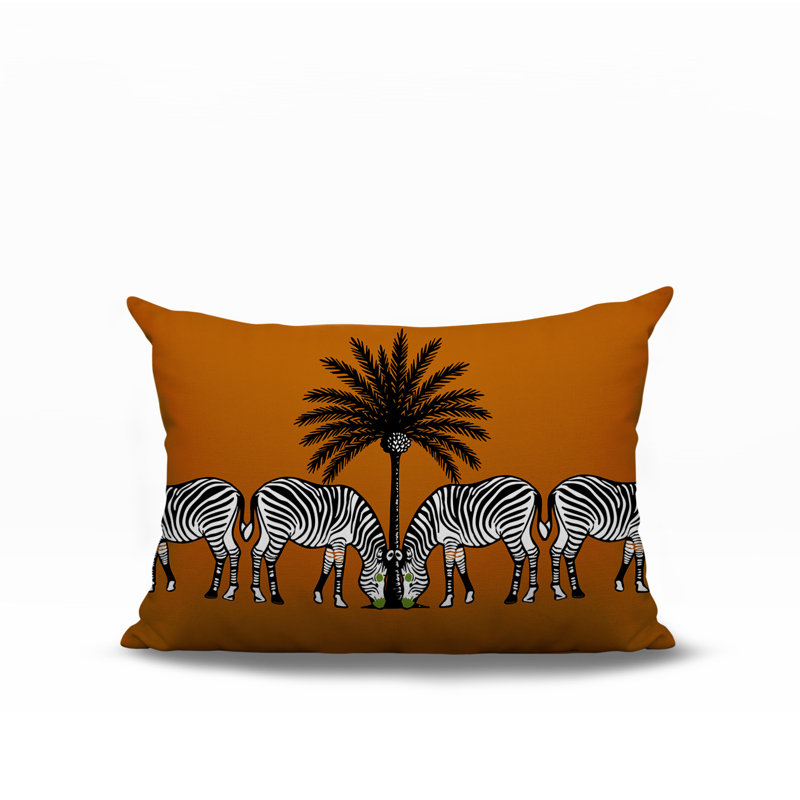 Oreiller rectangulaire réversible intérieur / extérieur Camo Zebra, Orange, H 14 po x l 20 po