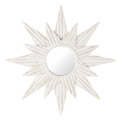 Grand Tour Furniture Sunburst Bone Framed Wall Mirror