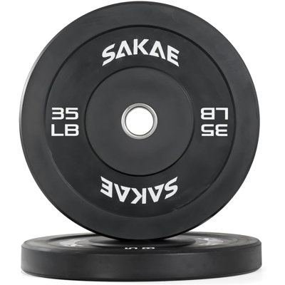 35LB Pair Olympic Rubber Bumper Plates, 2-Inch Weight Plates Set with Steel Hub, Ideal for Weightlifting, CrossFit Equipment, Strength Training & Home Gym Workout
