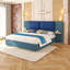 Base de lit tapissier grand format en tissu avec tablettes de rangement intégrées Coins arrondis anti-collision Aucun sommier requis-1445726641-1445726642