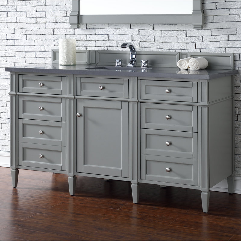 Brittany 60'' W Single Bathroom Vanity Base, Smokey Celadon