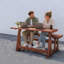 Ensembles de salle à manger convertibles pour patio, banc de jardin compact en bois massif