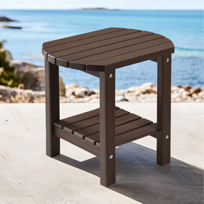 17 in. 2-Tier Oval HDPE Outdoor Side Table