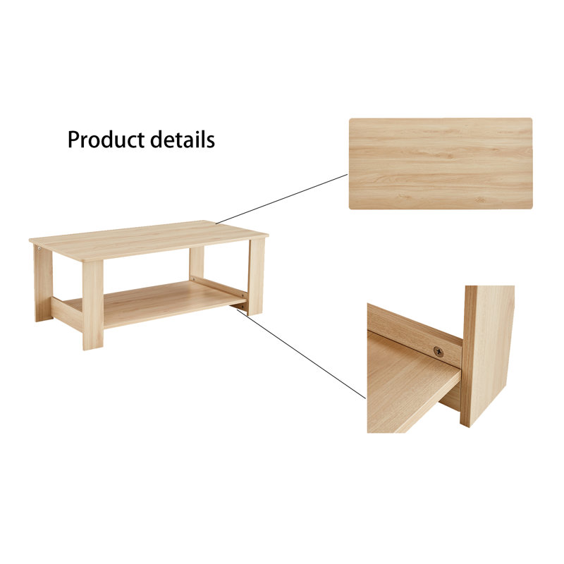 Caoife Coffee Table, 16.5" H x 43.3" W x 21.6" D, Natural Wood