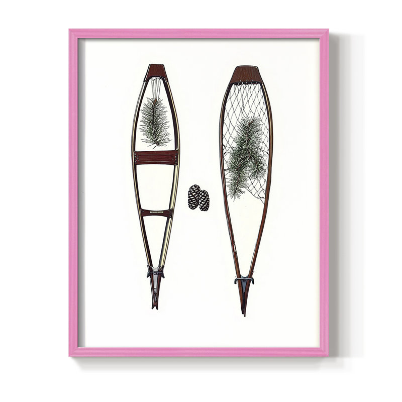 Reproduction encadrée - bois massif, Rose, H 15 po x l 12 po