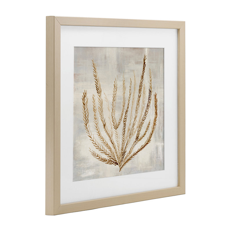 Beige marée, impression corail sous verre, conception par Hannah Dawson, Cadre de récolte en pin, H 16 po x l 16 po