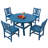 Immie 5 Piece HDPE Outdoor Dining Table Set With Umbrella Hole, Blue-752125445