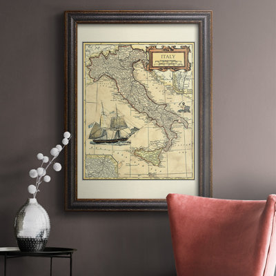 Carte d'Italie sur toile de qualité supérieure - prête à être accrochée