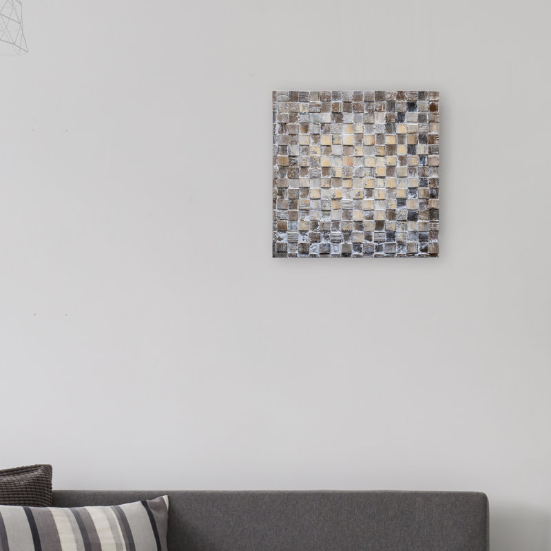 Carrés abstraits - peinture sur toile tendue, H 20 po x l 20 po x P 1,5 po
