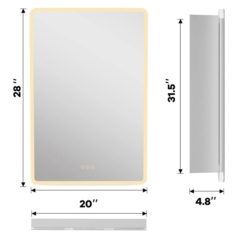 Horatius LED Medicine Cabinet with Mirror & Defogger