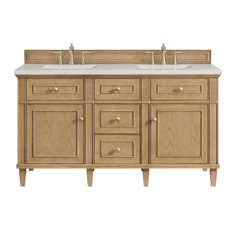 Lorelai 60'' W Double Vanity, Lime Delight Silestone, Light Natural Oak, 8" Widespread