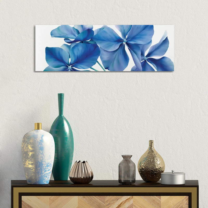 Shiny Bleu by Yvonne Poelstra-Holzhaus - Wrapped Canvas Panoramic Painting, 30.48 cm H x 91.44 cm W x 3.175 cm D