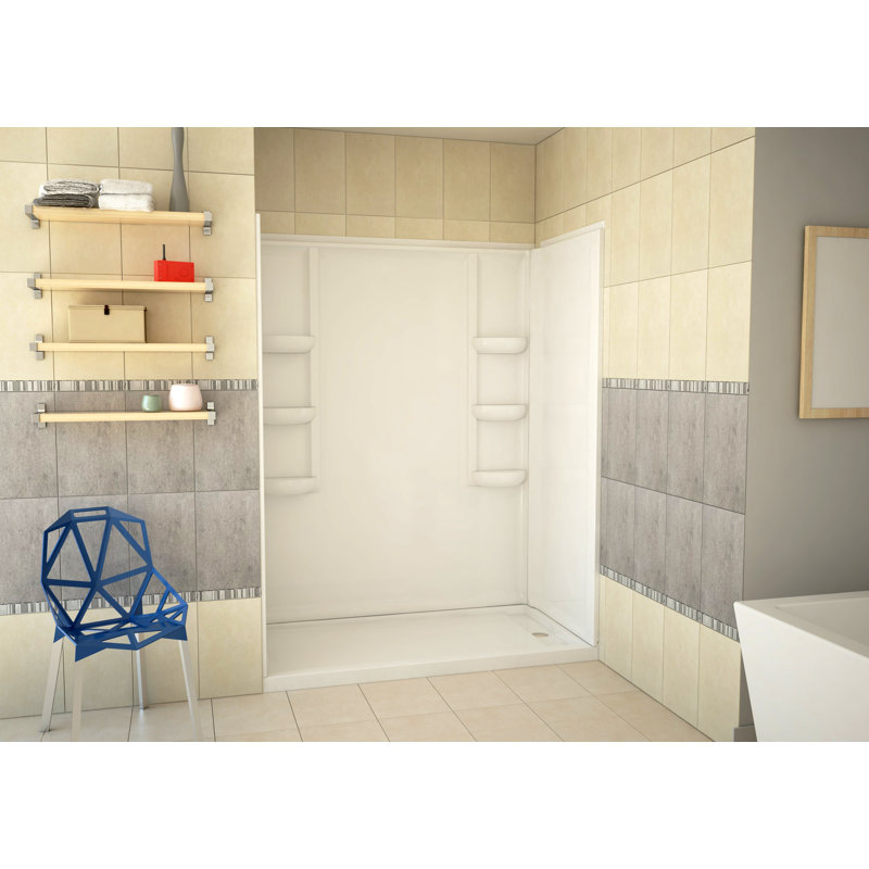 Lex-Class White Acrylic 3-Piece Alcove Shower Surround with Shelves