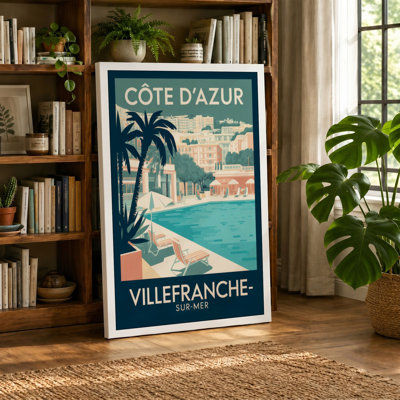 Villefranche Riviera Vintage 1 Piece Wrapped Canvas Wall Art