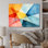 Couleurs pastel contrastant avec composition géométrique I - art mural géométrique en métal MT137615