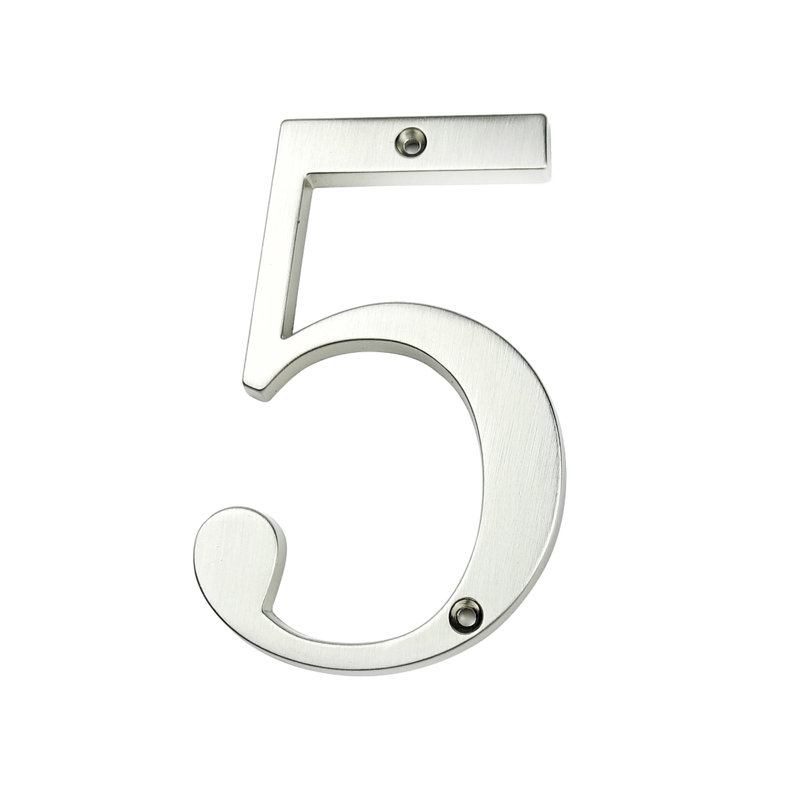 Numéro de maison en métal 4 po (10 cm), alliage de zinc, Argent, 5
