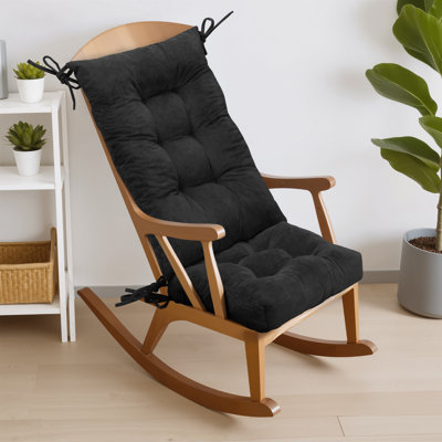 Tufted High Back Rocking Chair Cushion with Non-Slip Bottom and Tie Straps