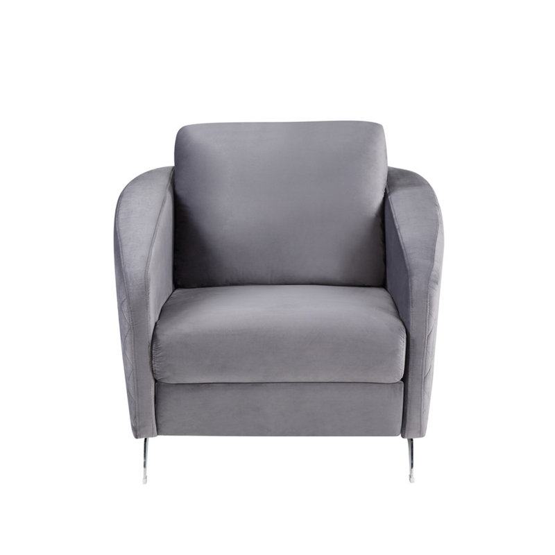 Modern Chic Accent Armchair, Bedroom Chair, Gray