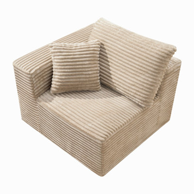 Camel Corduroy Modular Compression Sofa, Legless Floor-Hugging Armless Accent Chair for Living Room Bedroom
