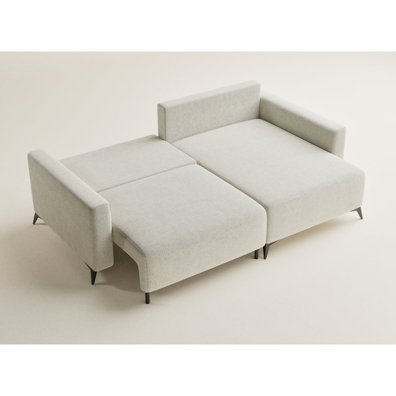 3 Seater Reclining Corner Sofa , Chenille - Light Cream, Right Hand Facing