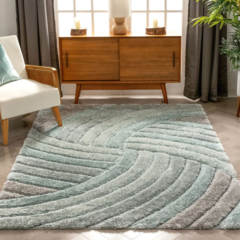 San Francisco Shaggy Textured Plush Blue Rug, Rectangle 120 x 160cm