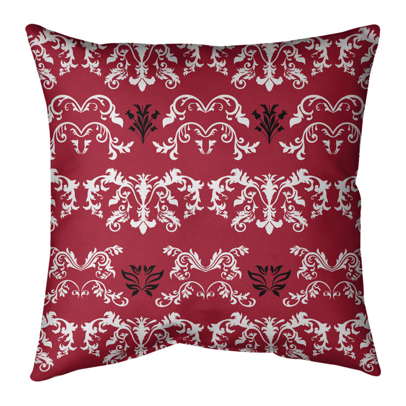Housse de coussin Atlanta Football Baroque, 26 po x 26 po, Rouge / blanc / noir, Simili daim