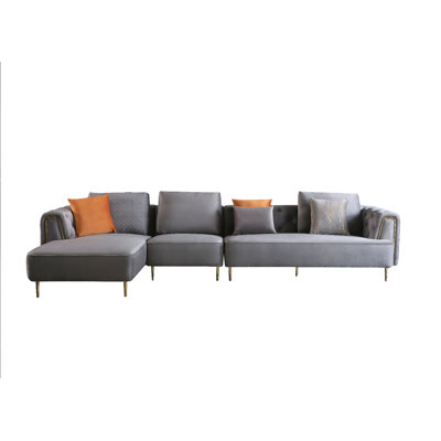 Canapé et chaise modulaire en velours de 141 po de largeur