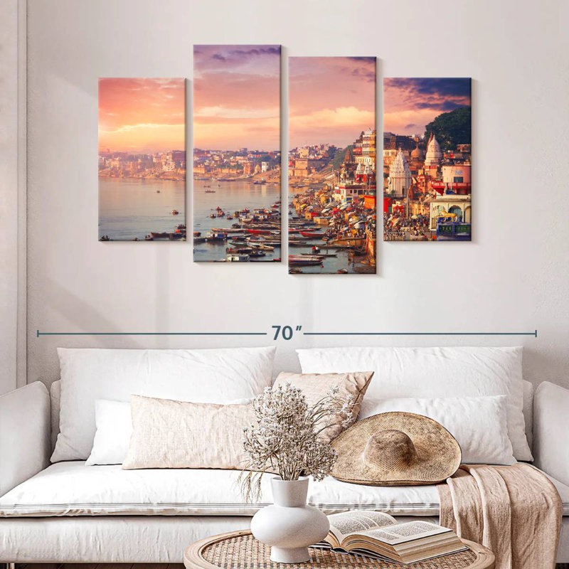 Hannes Varanasi Sunset Skyline, 32" H x 52" W