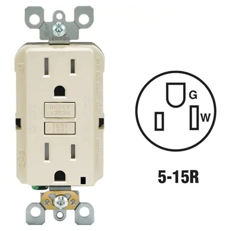 Leviton SmartlockPro 15 Amp 125 Volt Duplex GFCI Outlet 5-15R, Light Almond, 1