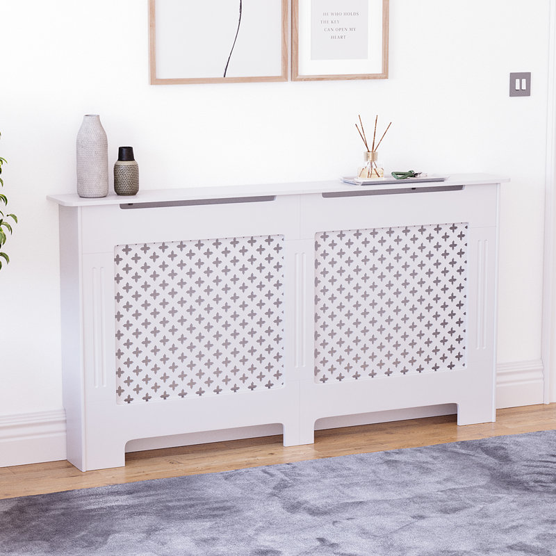 Reta Radiator Cover, White, 82cm H x 151cm W x 19cm D