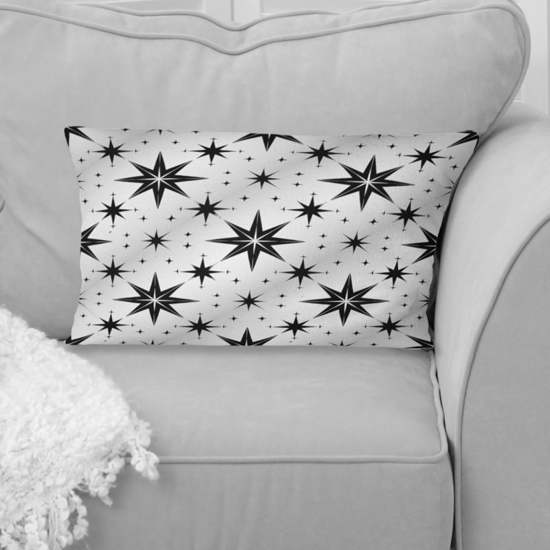 Coussin lombaire noir avec étoiles blanches II