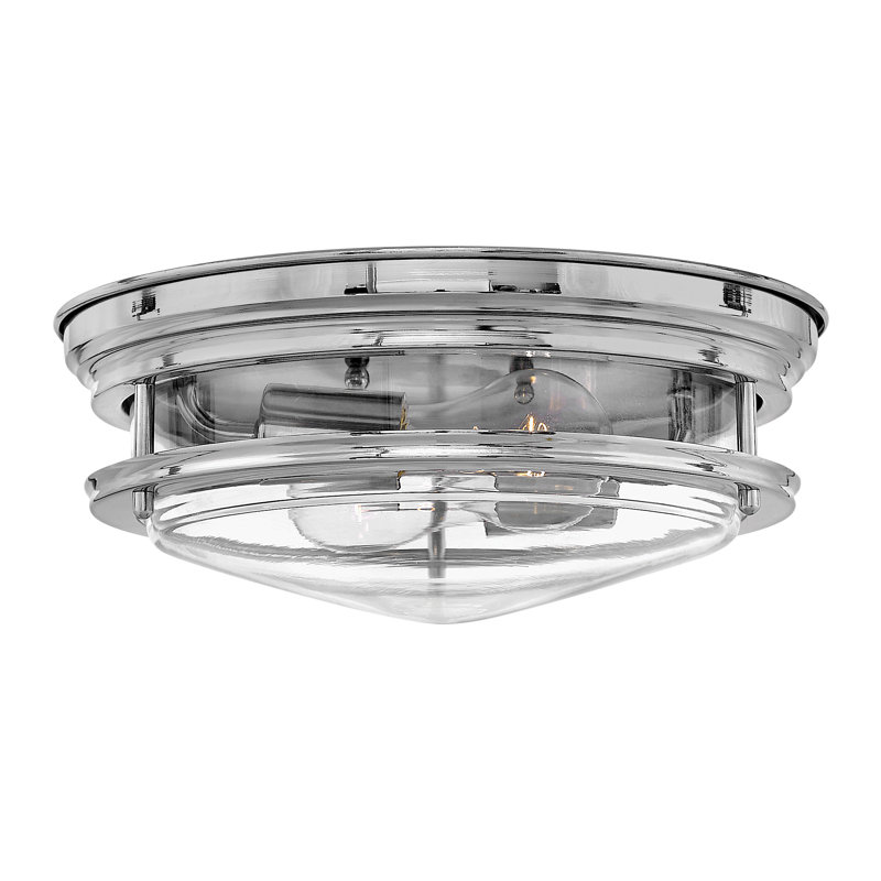 Plafonnier encastré à deux lumières Hadley, Chrome, Incandescent, Transparent