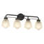 Luminaire de salle de bain 28 po à 4 lumières de style moderne Mid-Century noir avec verre givré 28 po-1634112503