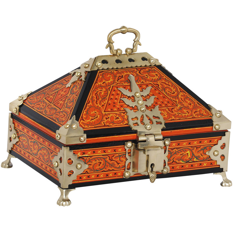 Handcrafted Wooden Nettur Petti – Traditional Kerala Jewelry Box with Brass Accents & Pyramid Lid