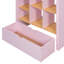 Lit mezzanine simple avec tablettes, lit mezzanine en bois avec échelle et tablettes de rangement, rose et chêne naturel-133682834-133682842