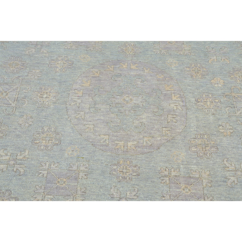Tapis en laine noué à la main gris / ivoire, Rectangle 10 pi x 14 pi