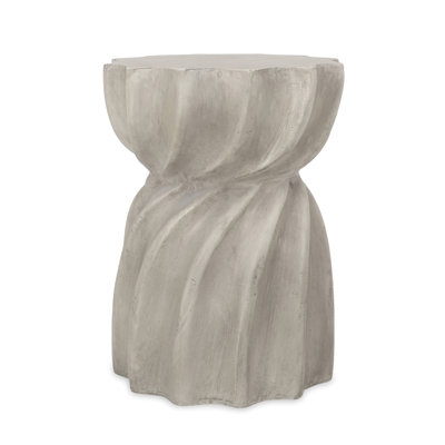 Side Table - Outdoor Furniture. Grey Magnesium Oxide, 14"X14"X18.5", 16.76 Lb. Modern Tabletop, Sleek Shape Enhance Patio Elegance. Grey, Alluring Con