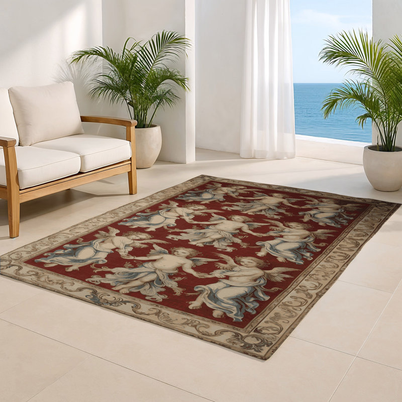 Tapis d'intérieur et d'extérieur brun français, Rectangle 5 pi x 7 pi