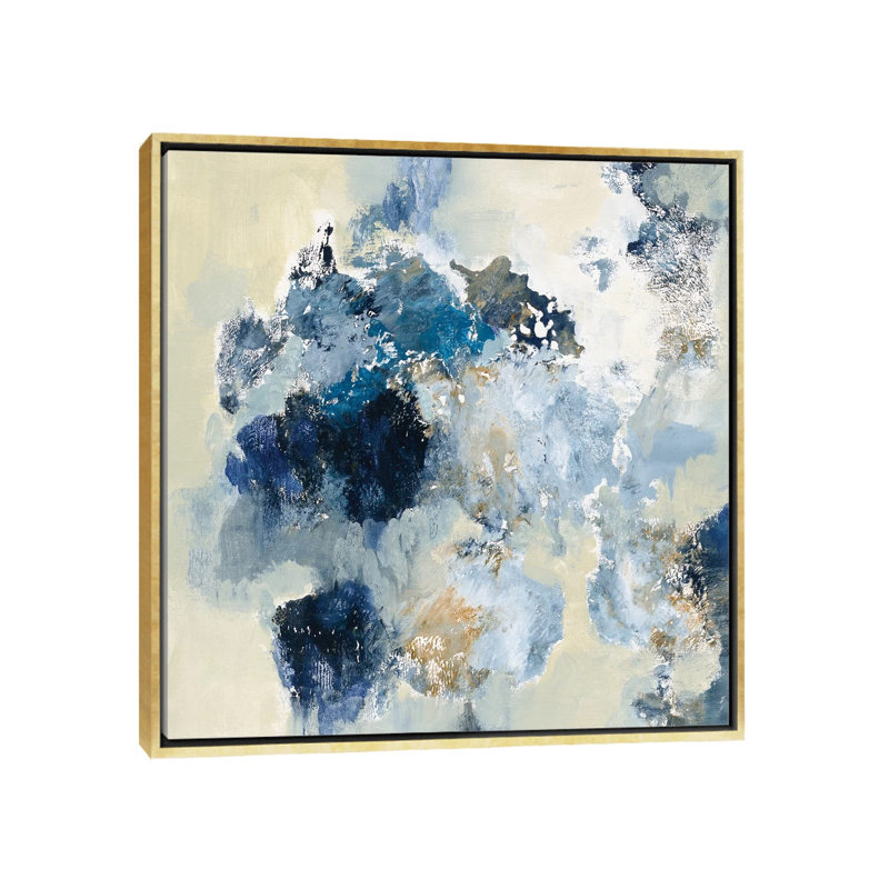 «Indigo» par Silvia Vassileva - impression, H 18 po x l 18 po x P 1,5 po, Toile encadrée d'or, Pas de tapis