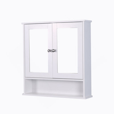 Armoire de salle de bain murale avec 2 portes miroir et tablette réglable