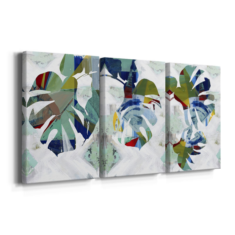 Monstera I - Toile tendue avec châssis sur mesure - 3 pièces, H 36 po x l 72 po