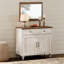 Commode pour bébé Corretta avec portes en bois, commode pour enfant avec grand tiroir, armoire en bois de style moderne du milieu du siècle, petite commode pour salon, chambre d'enfant, couloir, blanc rustique-5302376