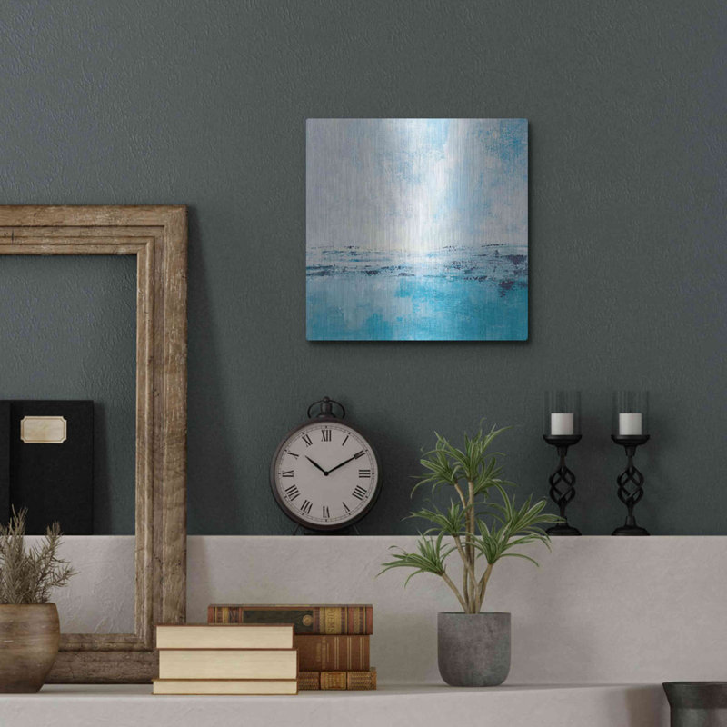 Beachcrest Home ™ «Coastal View I Aqua» par Silvia Vassileva, art mural en métal, H 12 po x l 12 po