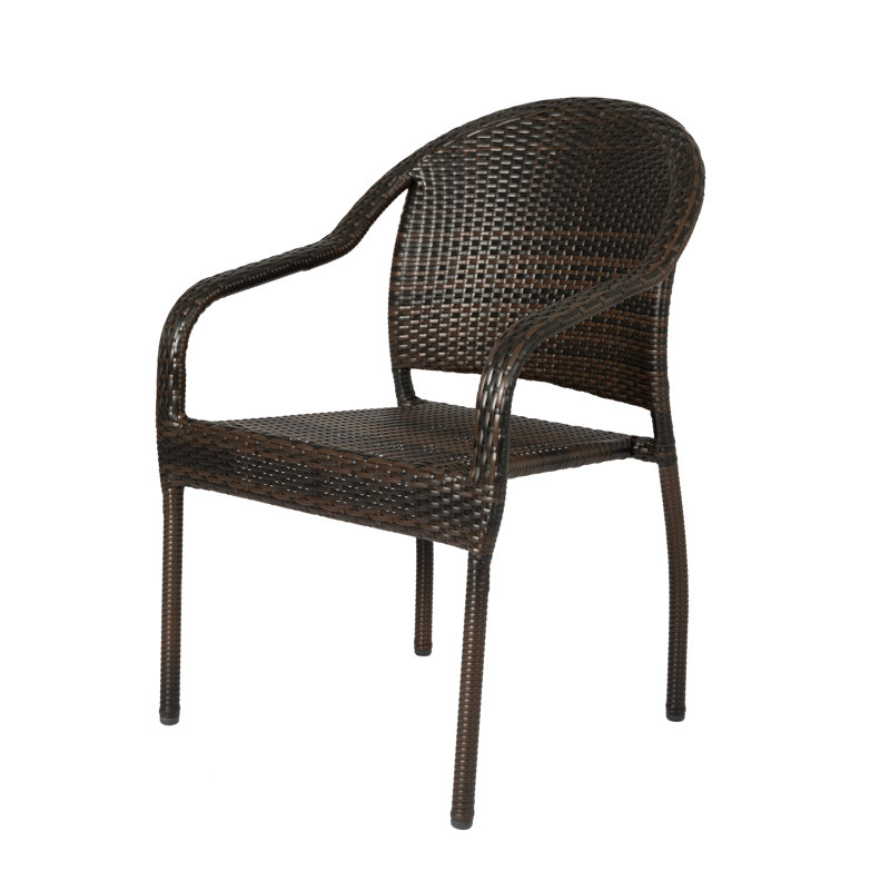Patio Sense Rhodos Cafe Stacking Chairs ,Mocha, Wicker Construction ,Indoor & Outdoor - 4 pc