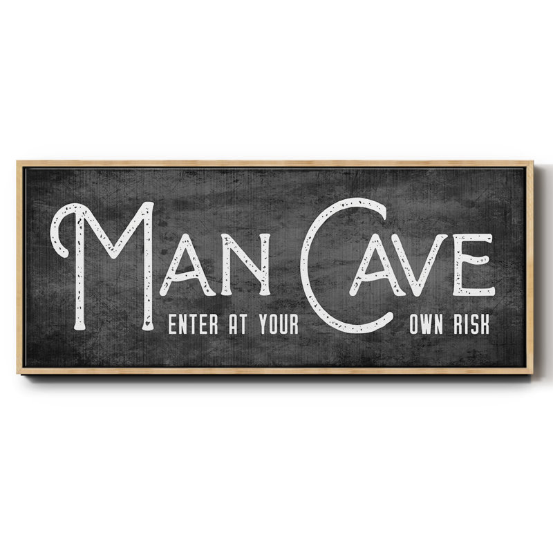 Man Cave- Framed Canvas, 12" H x 30" W
