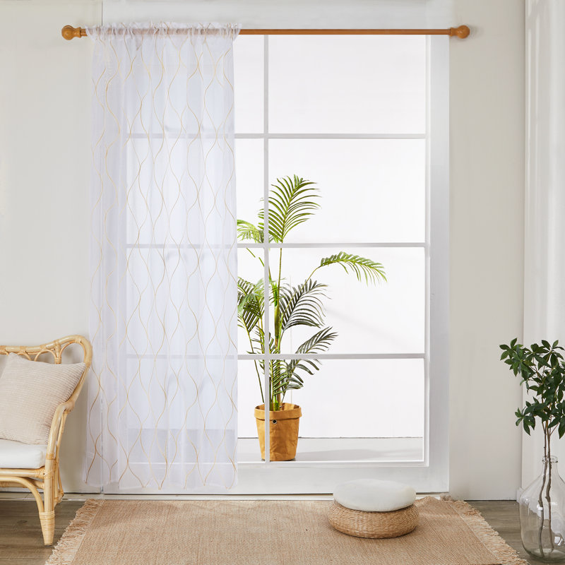Idiaquez Sheer Curtain Single Panel, 52" W x 84" L, Beige