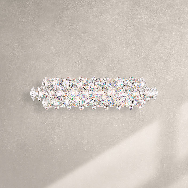 Baronet 7 Light 35in x 6.5in Bath Vanity & Wall Light in Polished Stainless Steel with Clear Optic Crystals, Clear Optic