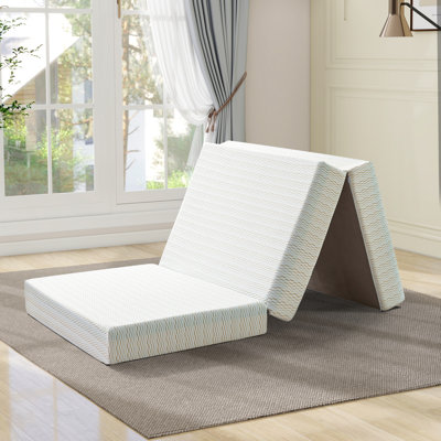 Memory Foam 3-Fold Mattress 6 Inch – Portable, Foldable, Certipur-US – Guest Bed, Camping, Dorm by Alwyn Home